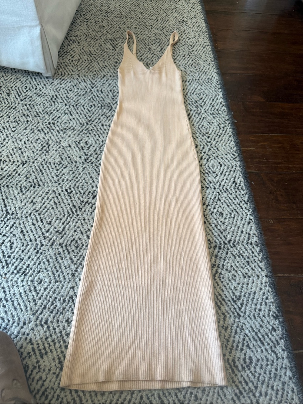 Amuse Society Nude Knit Ribbed V-Neck Slip Dress 👗 Small